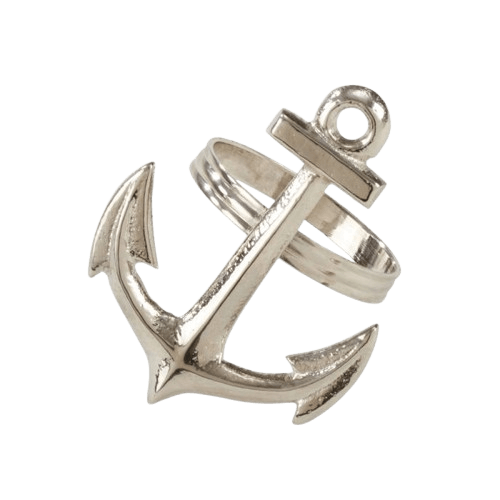 BRASS NAPKIN RING ANCHOR (POLISH) SET OF 4